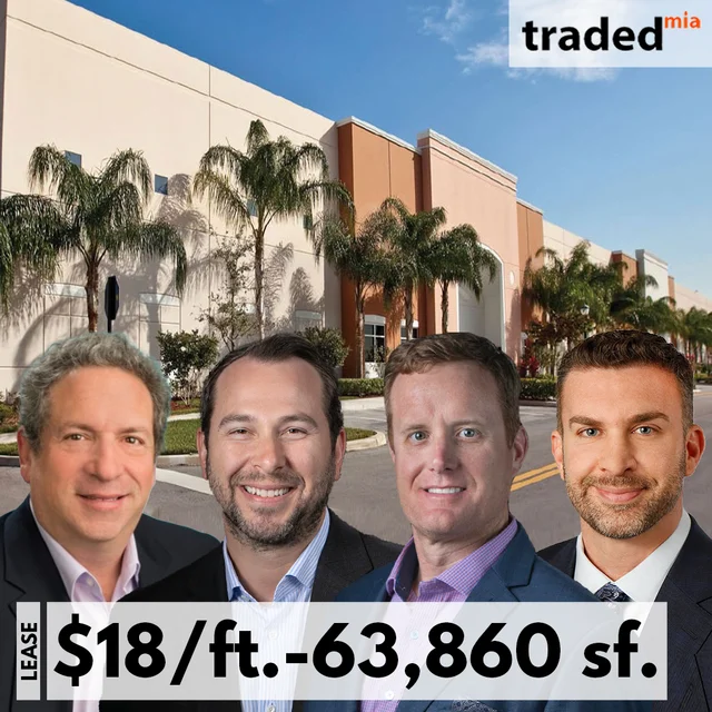 Tom O'Loughlin, Larry Genet & Larry Dinner Of CBRE Lease 63,860 SF Industrial Space In South Florida