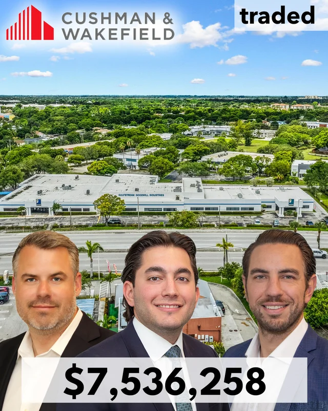 Dimitri P. Venekas, Jonathan Squires & Dylan Walsh Of Cushman & Wakefield Represent Buyer In West Palm Beach Office Sale For $7.54M