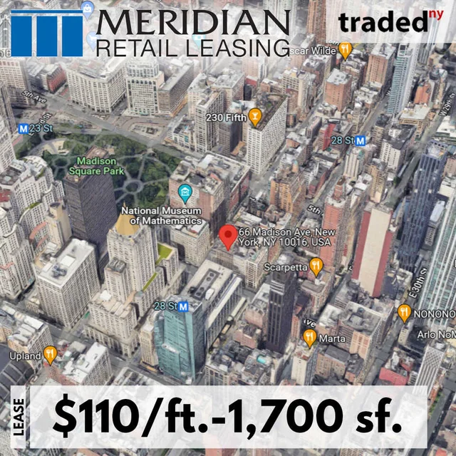 Centaur Properties Leases Retail Space At 66 Madison Avenue To Rrrh Hospitality With Meridian Capital Group Brokers Ben Biberaj, Elliot Wygoda, And Scott Feldberg