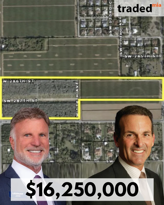 Stuart Miller And Jon Jaffe Of Lennar Acquire 31-Acre Development Site In Homestead For $16.25M