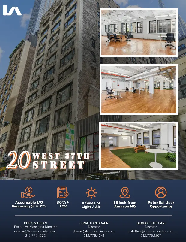 Prime Office Space in New York City at 20 West 37th St.