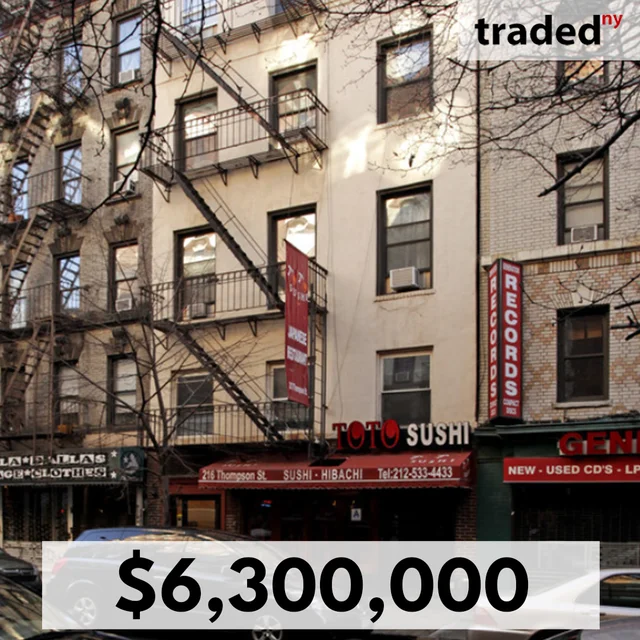 Alfred Sabetfard Acquires MultiFamily Asset At 216 Thompson Street New York City For $6.3M