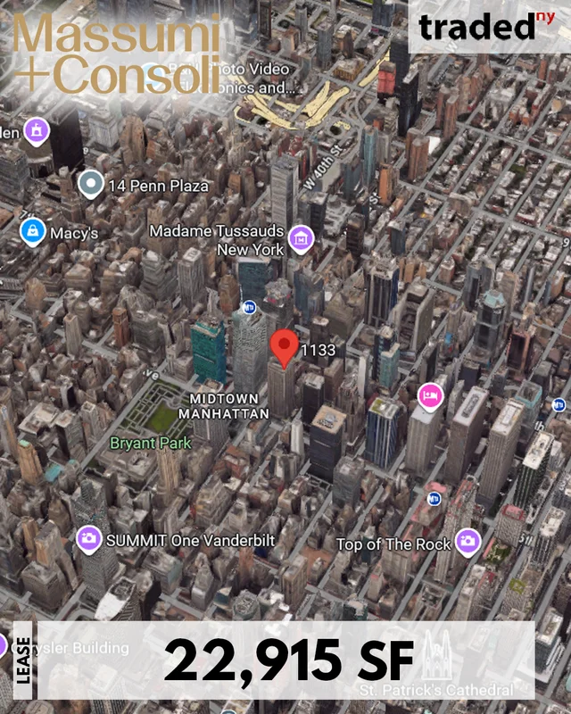 Massumi & Consoli Signs Seven-Year Lease For 22915 Square Feet At 1133 6th Avenue