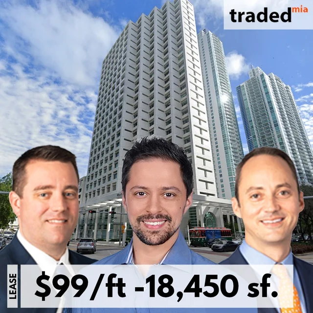 Nuveen Leases Office Space To Novo At 801 Brickell Avenue In Miami With Landlord's Rep Stephen Rutchik & Tom Farmer And Tenant's Rep Alec Kirschner From Current Real Estate Advisors