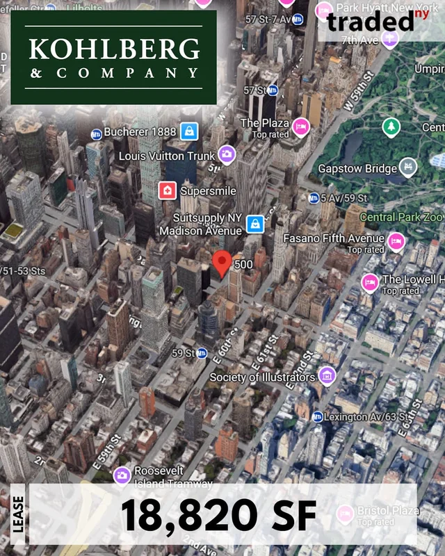 Kohlberg & Company Leases 18,820 Square Feet At 500 Park Avenue In Manhattan With SL Green