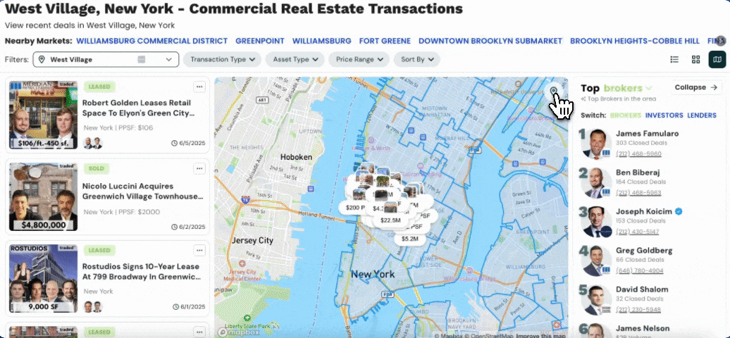 Lease Listings, Top Dealmakers & Market Filters